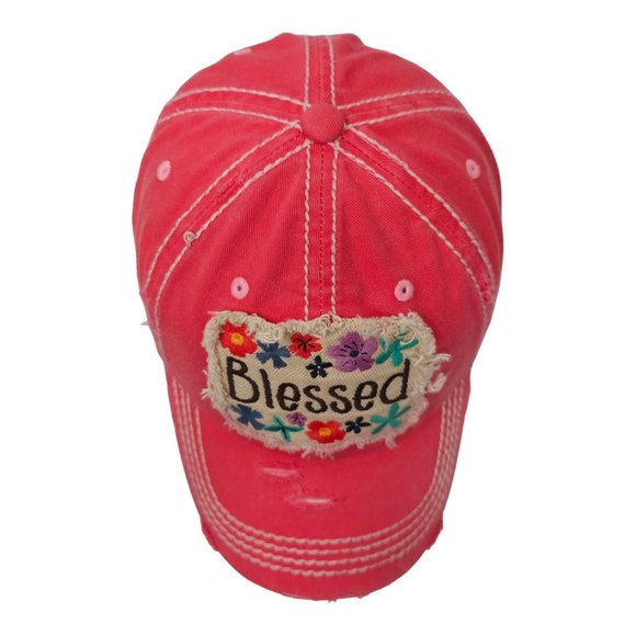 Kbethos Vintage Style Patch Floral Blessed Distressed Strapback Cap Baseball Hat - Picture 6 of 13